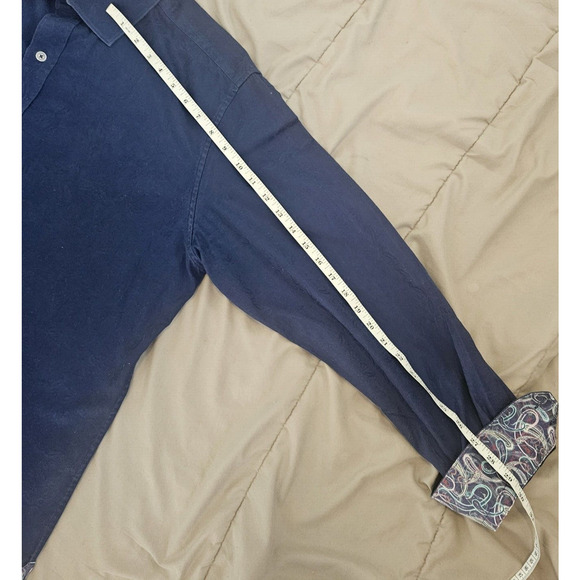 Robert Graham Mens Flip Cuff Button Down Shirt Size XL Paisley Print Navy - Picture 12 of 13